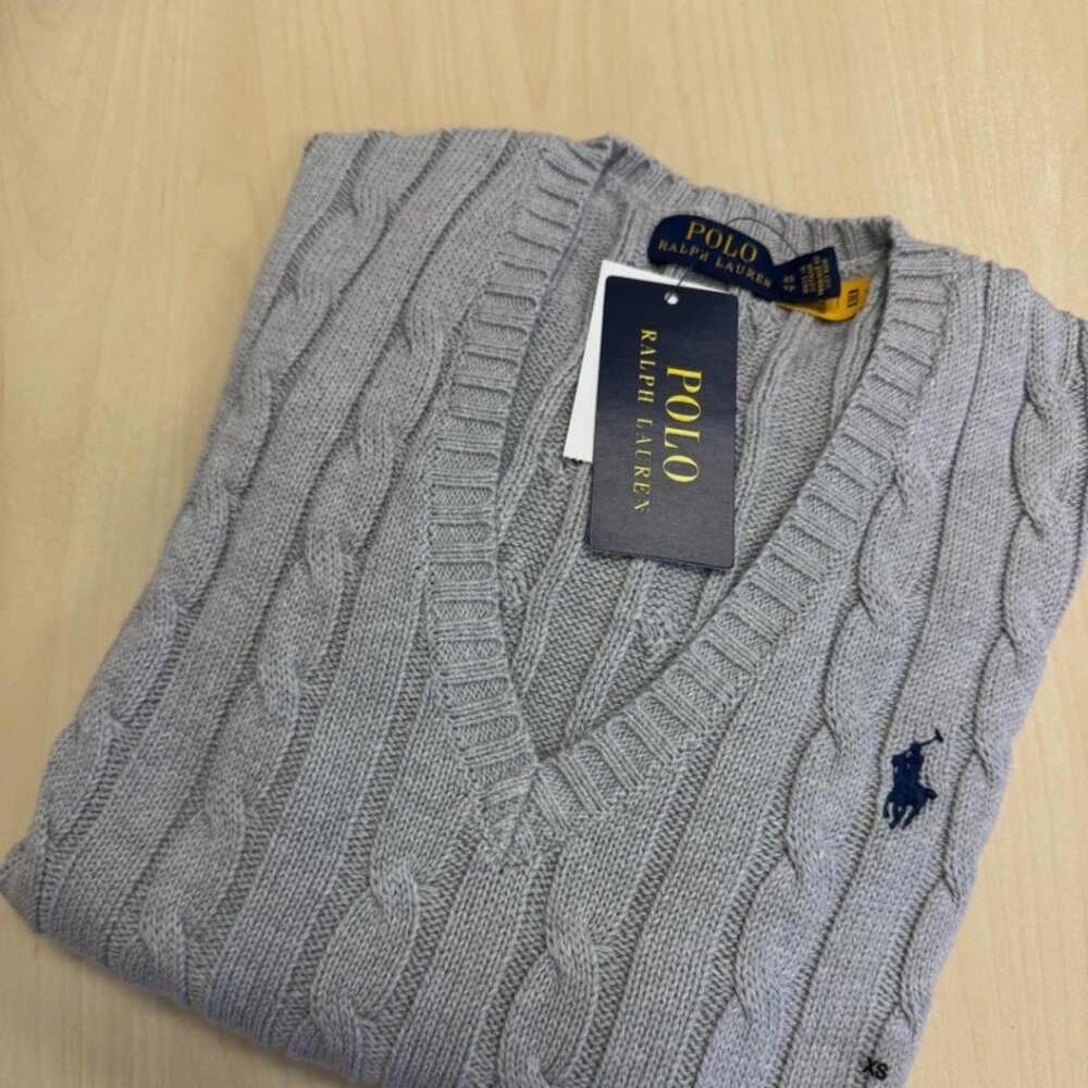 Polo Ralph Lauren Cable-Knit Cotton V-Neck Sweater - Picture 4 of 11